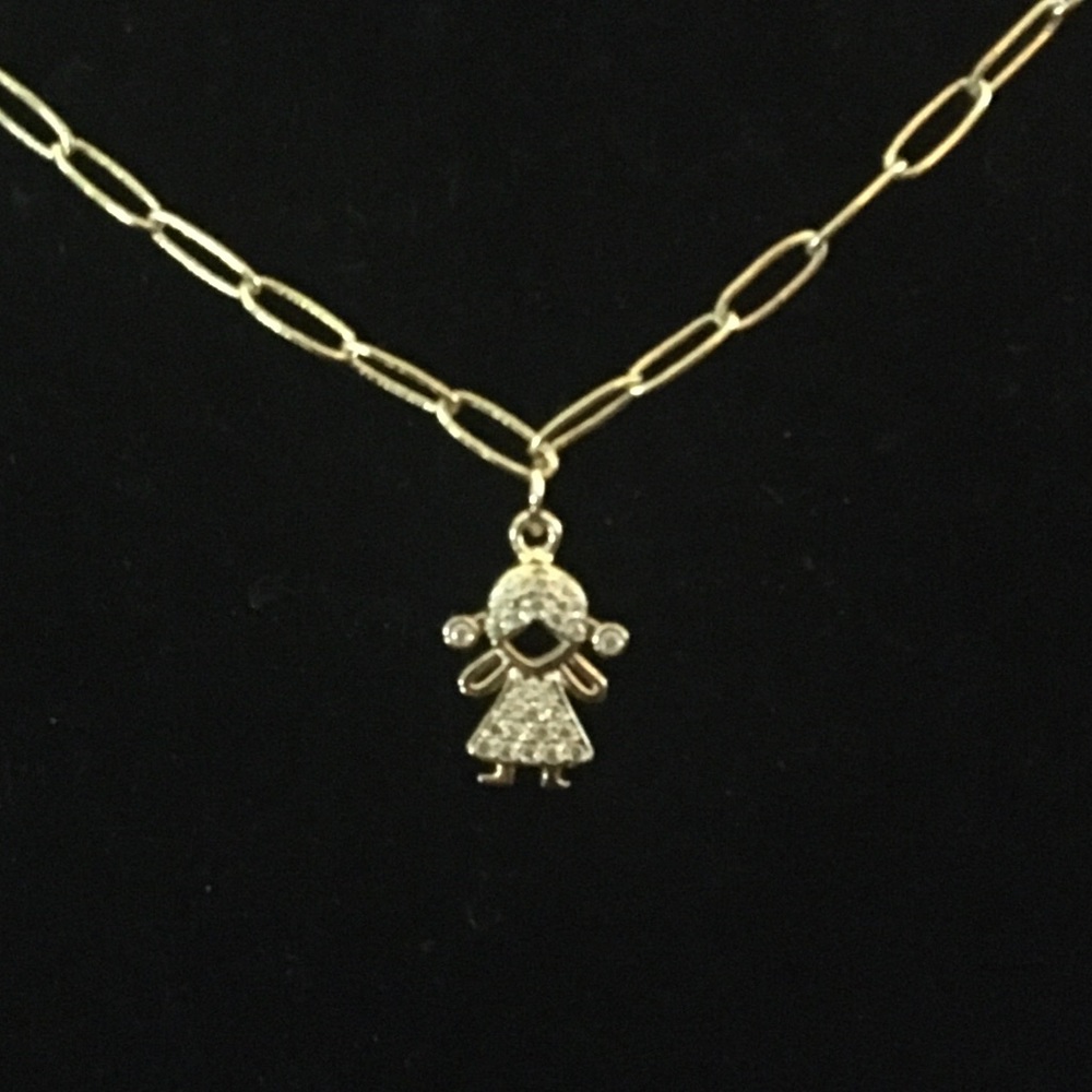 16.5” gold filled necklace with Pave’ GIRL charm